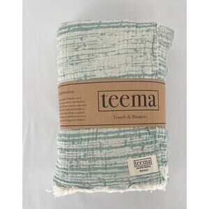 Teema Mint Tides XL Organic Cotton Turkish Towel Bath Sheet 64" x 52" New